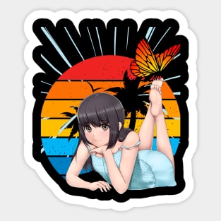 Anime girl with butterfly Sticker